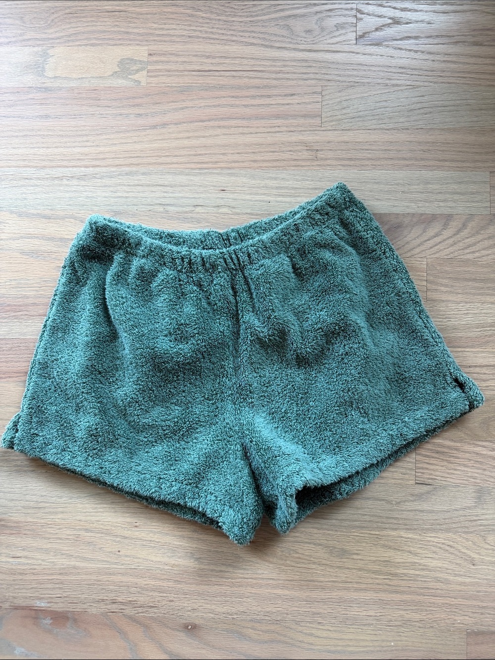 Coastal Plush Athletic Terry Shorts in Sage Green approx Med